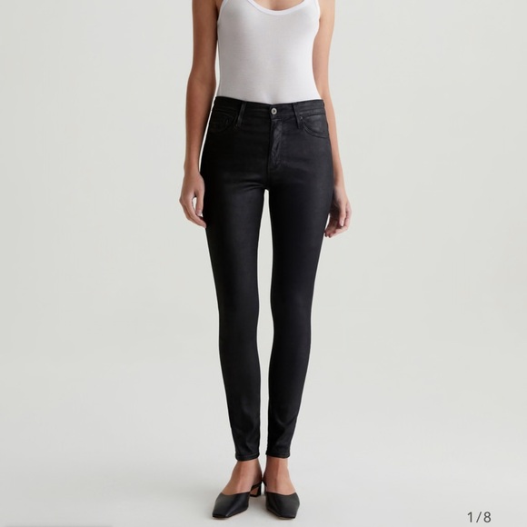 Ag Adriano Goldschmied Denim - AG Adriano Goldschmied Black Coated Skinny Jeans Leather Legging Ankle 27R